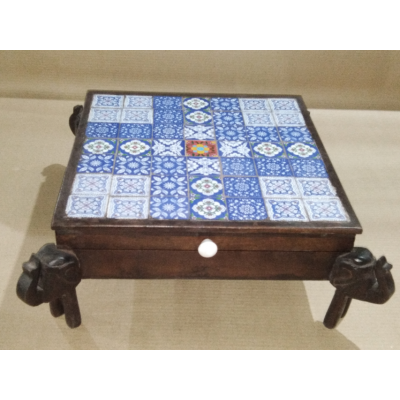 indian wooden handmade ceramic tiles fitted box