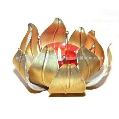 India art wooden brass fitted round Candle Holder